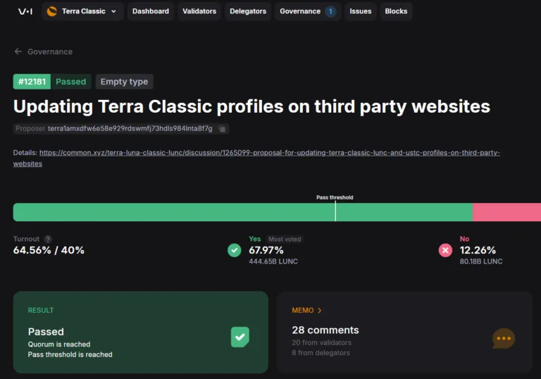 Terra Classic Community Celebrates Passage of Proposal #12181