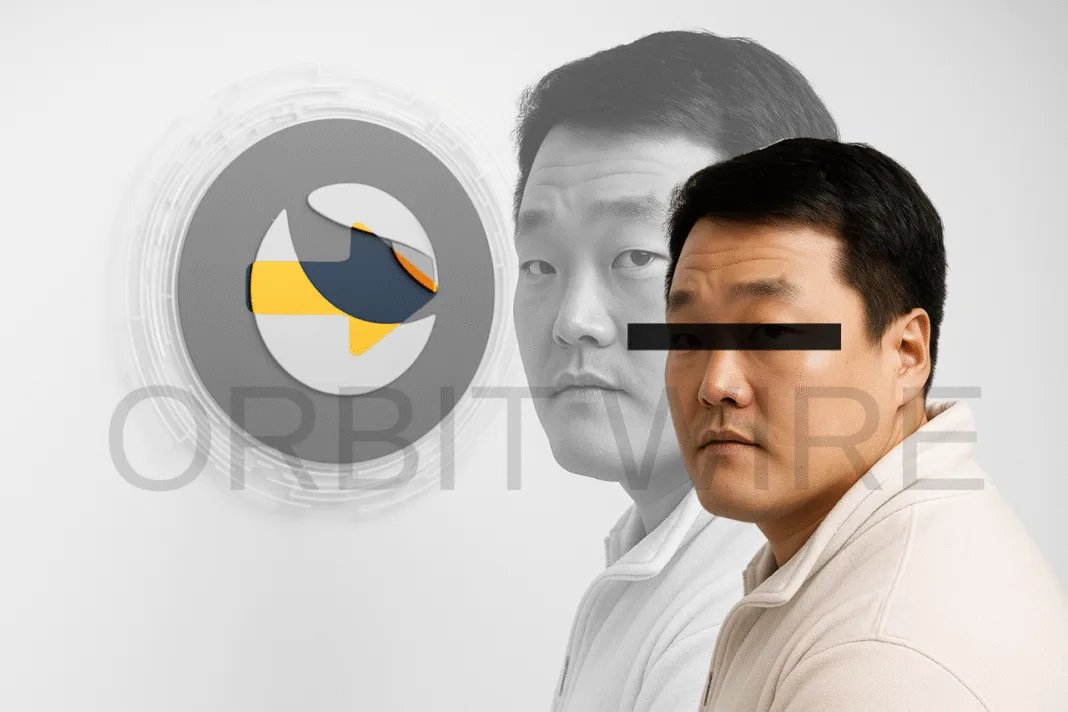 3D white minimalist design featuring Do Kwon with a LUNC logo in the background
