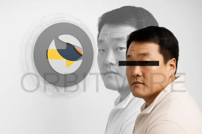3D white minimalist design featuring Do Kwon with a LUNC logo in the background