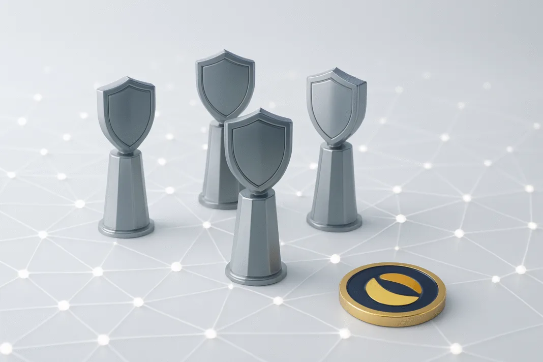 Diagram showing validators in Terra Classic blockchain network securing transactions and blocks