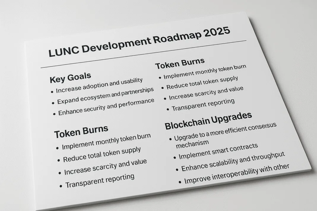 Terra Classic LUNC 2025 development roadmap goals and milestones
