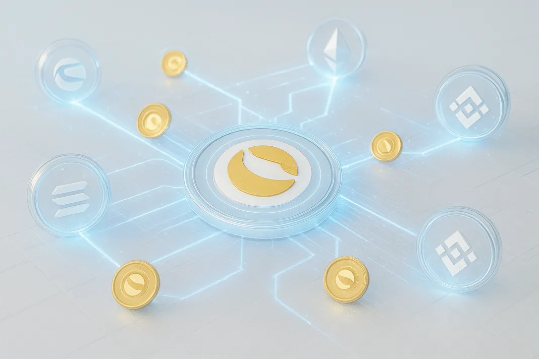 Illustration of Terra Classic IBC channels connecting to Cosmos ecosystem for blockchain interoperability