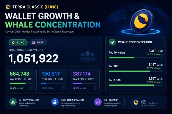 LUNC Wallet Growth and Whale Distribution 2026 Terra Classic LUNC wallet statistics and whale concentration chart