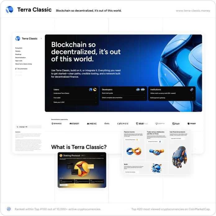 Terra Classic Launches New Community Information Hub Terra Classic public information platform featuring ecosystem resources, documentation, staking, governance, and roadmap.