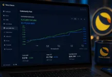 Terra Classic Community Pool Reaches 8.21 Billion LUNC and 61.77 Million USTC Terra Classic Community Pool balance chart showing growth to 8.21 billion LUNC and 61.77 million USTC.